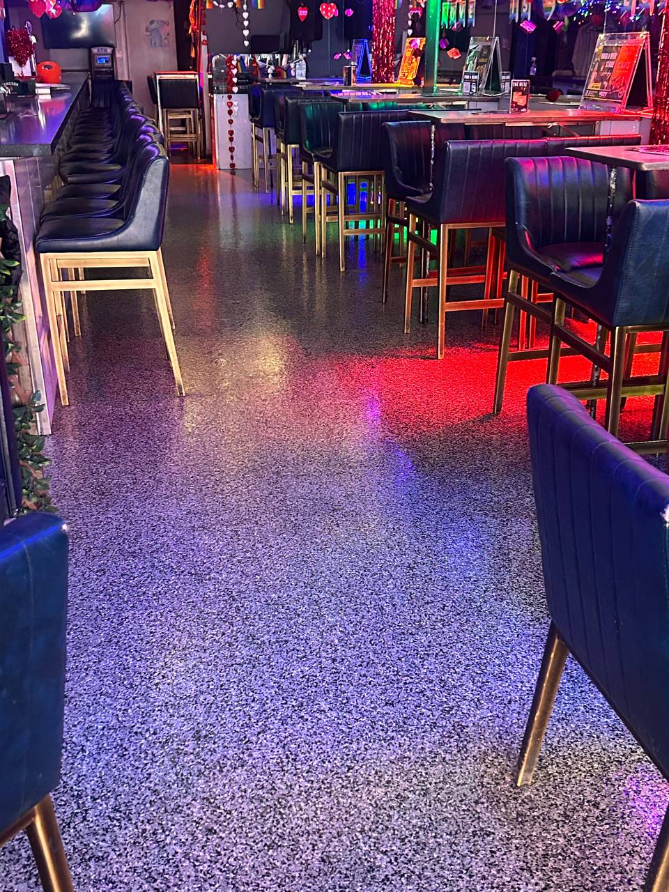 Bar floor restored to a sparkling finish