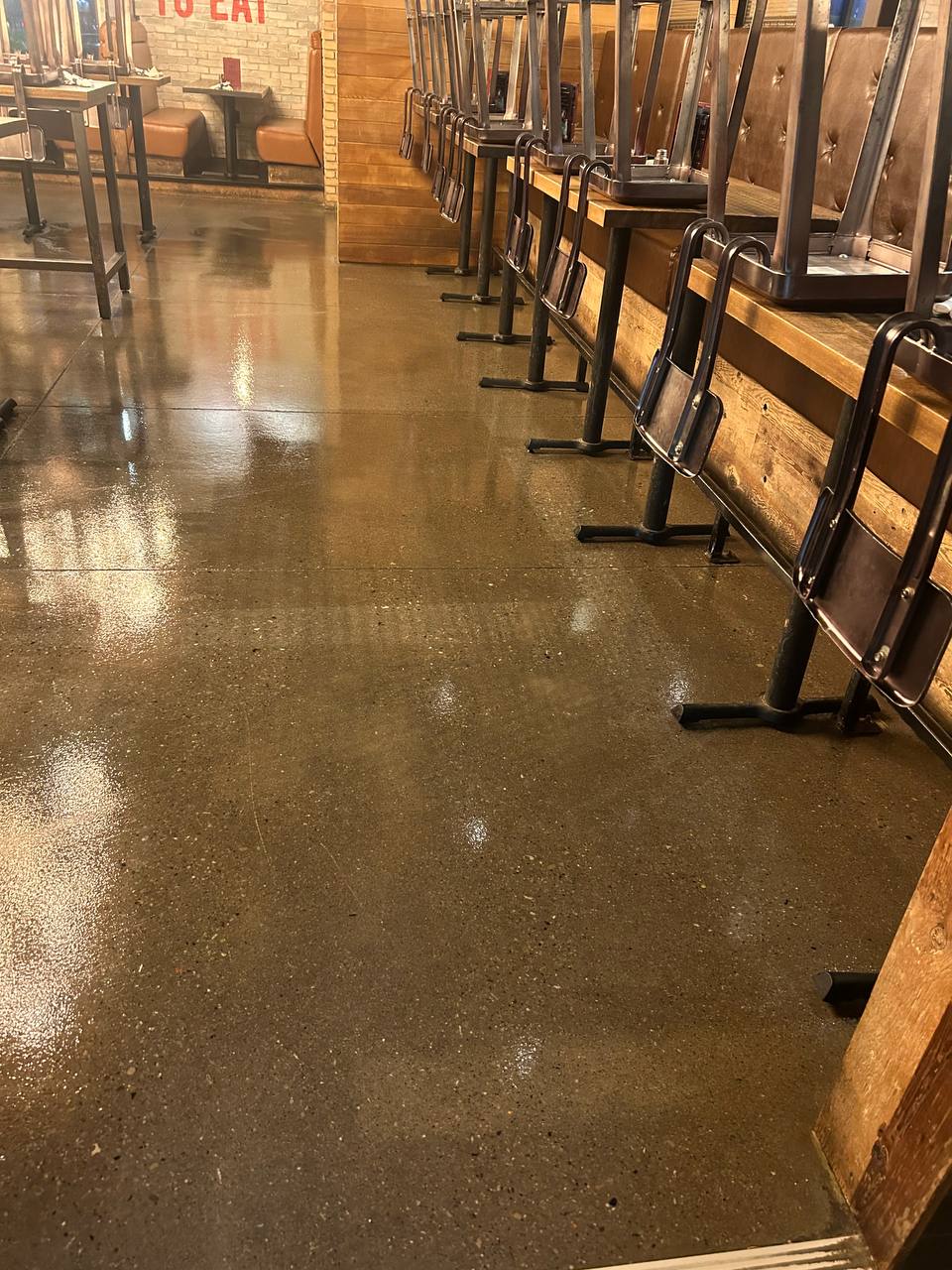 Polished restaurant dining floor